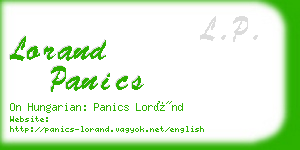 lorand panics business card